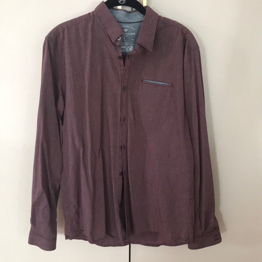 Euc Tom Tailor Button Down Maroon Collared Shirt … - image 1